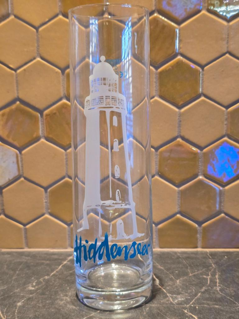 Uniek Weizenbier Glas met Vuurtoren Hiddensee Opdruk, Nieuw, Ophalen of Verzenden, Meerkleurig, Glas