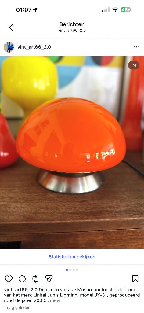 Touchlamp paddestoel, Huis en Inrichting, Lampen | Tafellampen, Ophalen of Verzenden