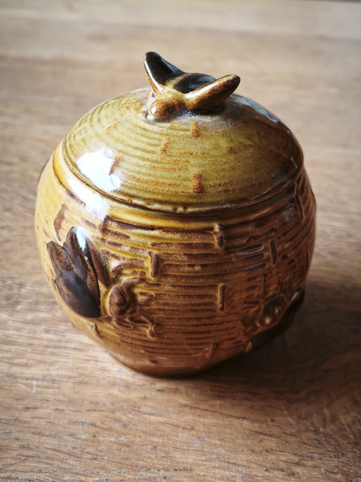 Vintage Honingpotje met Bijenmotief - Keramiek, Ophalen of Verzenden