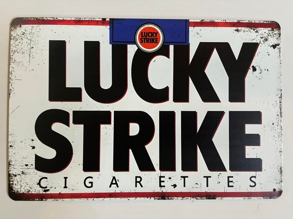 lucky strike Metalen wandbord 20 x 30 cm - Mancave - Vintage, Reclamebord, Elpseet, Verzenden, Olt