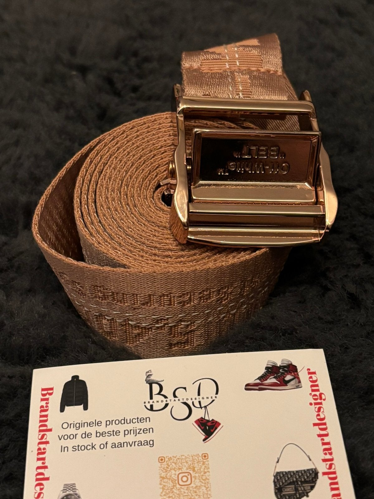 Off-White industrial belt Nude (2m) + legit check, Ophalen, Overige kleuren, Zo goed als nieuw, 115 cm of meer