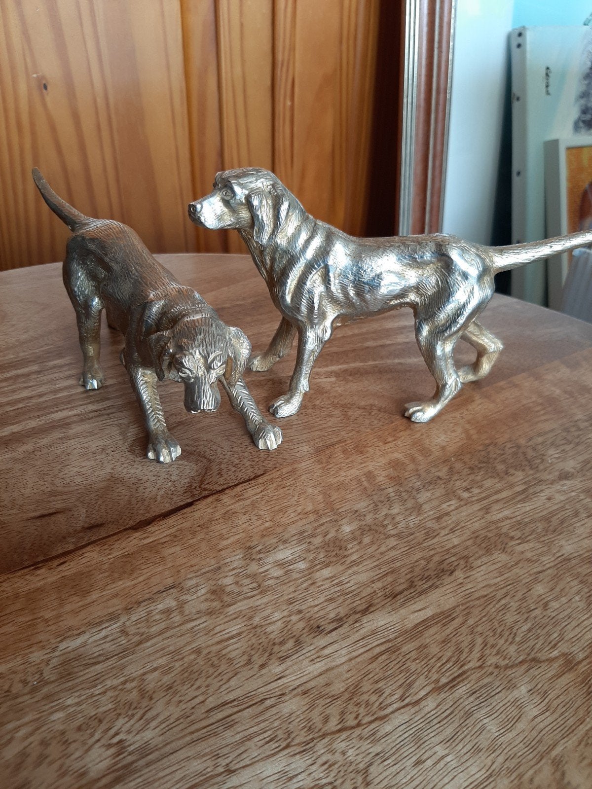 Set van 2 vintage metalen hondenbeeldjes, Ophalen