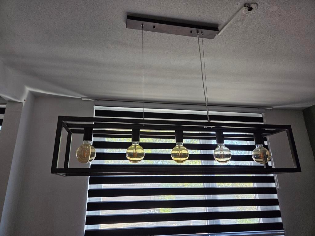 Industriële hanglamp met 5 lampen - Pronto Wonen, Huis en Inrichting, Ophalen of Verzenden, Zo goed als nieuw, Metaal, Industrieel