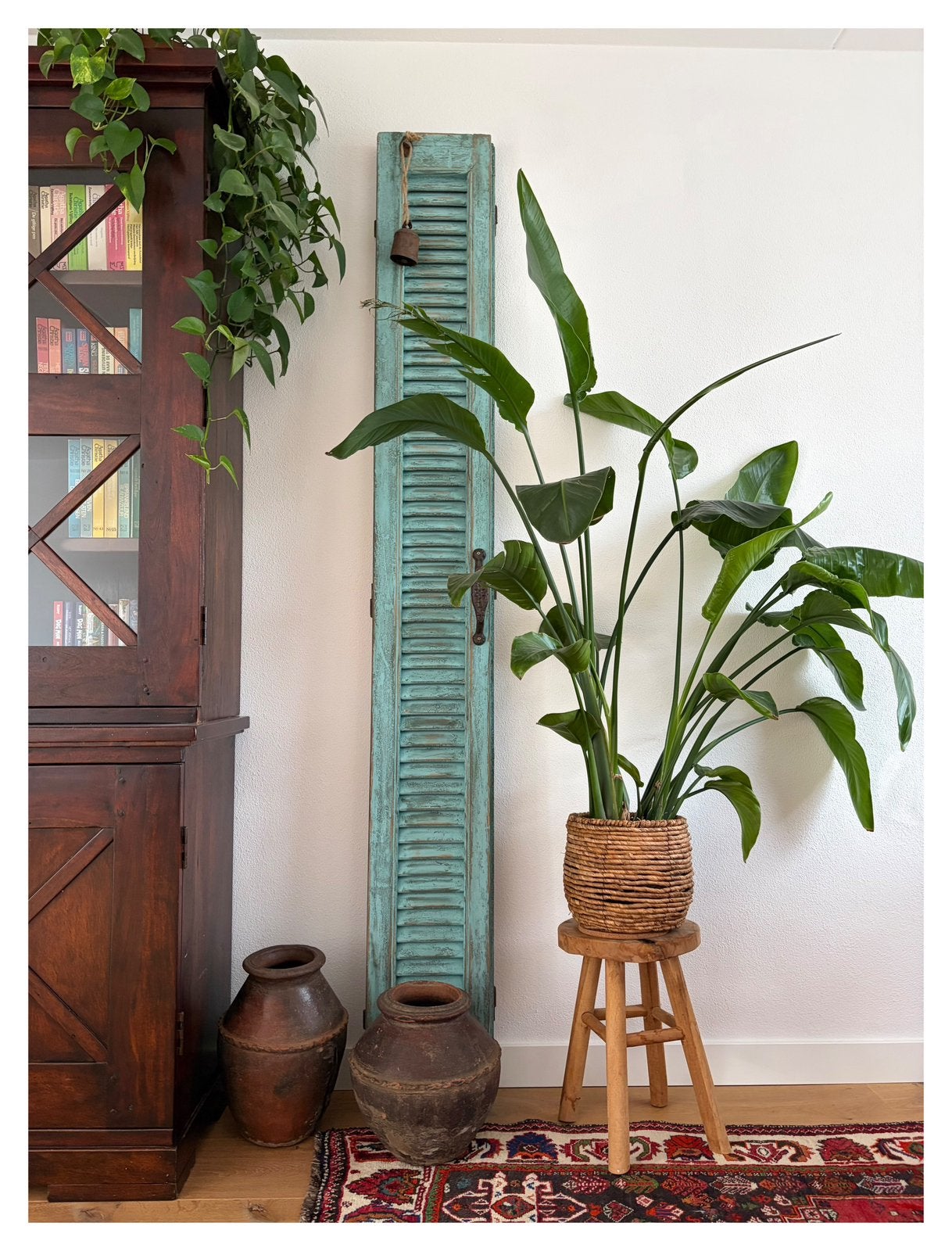 Oud massief houten Louvre luik XL|222,5 cm|handgerestaureerd, Ophalen, Wandbord of Wandpaneel, Gebruikt, 222 cm