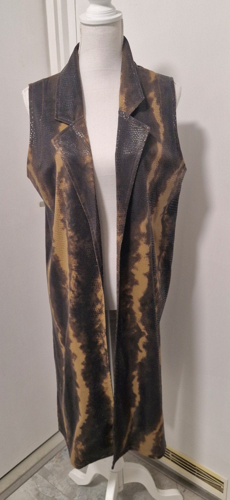 Stijlvol Lang Mouwloos Vest / Gilet met Slangenprint, Ophalen of Verzenden, Zo goed als nieuw