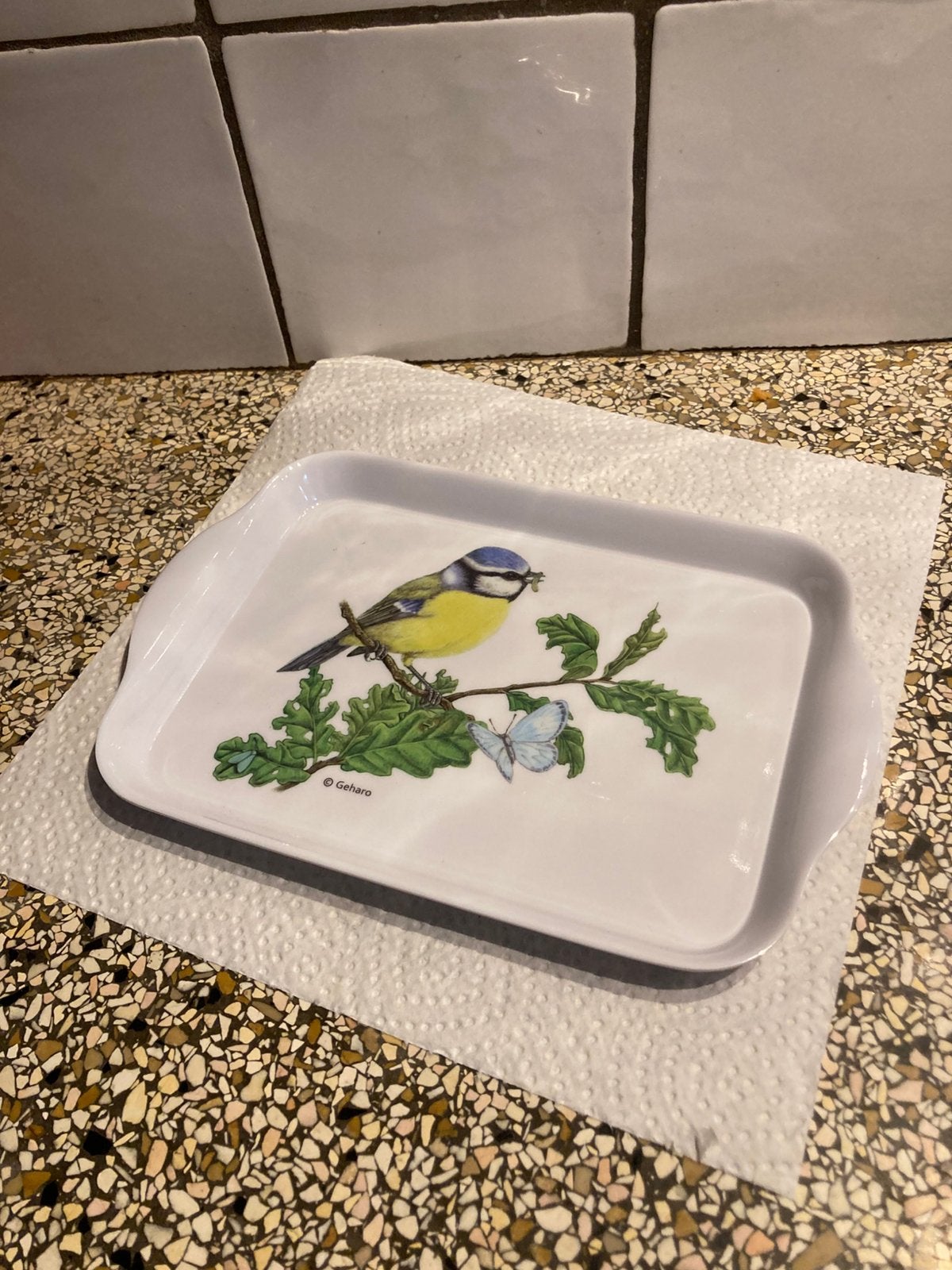 Mooi dienblaadje vogel, Ophalen of Verzenden, Zo goed als nieuw, Rond, Hout