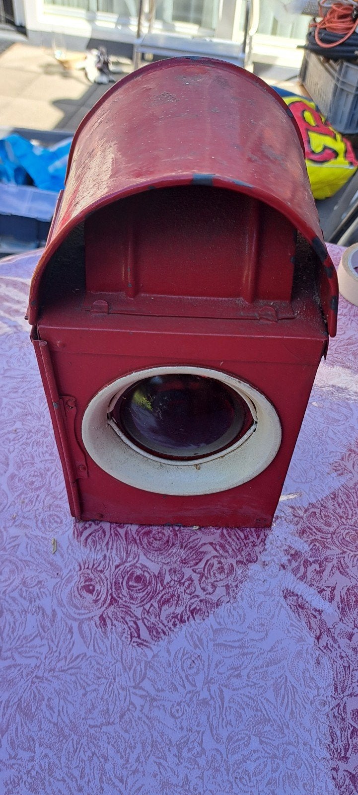 Batavier seinlamp vintage , rood, Verzamelen, Spoorwegen en Tramwegen, Ophalen, Gebruikt, Overige soorten, Overige typen
