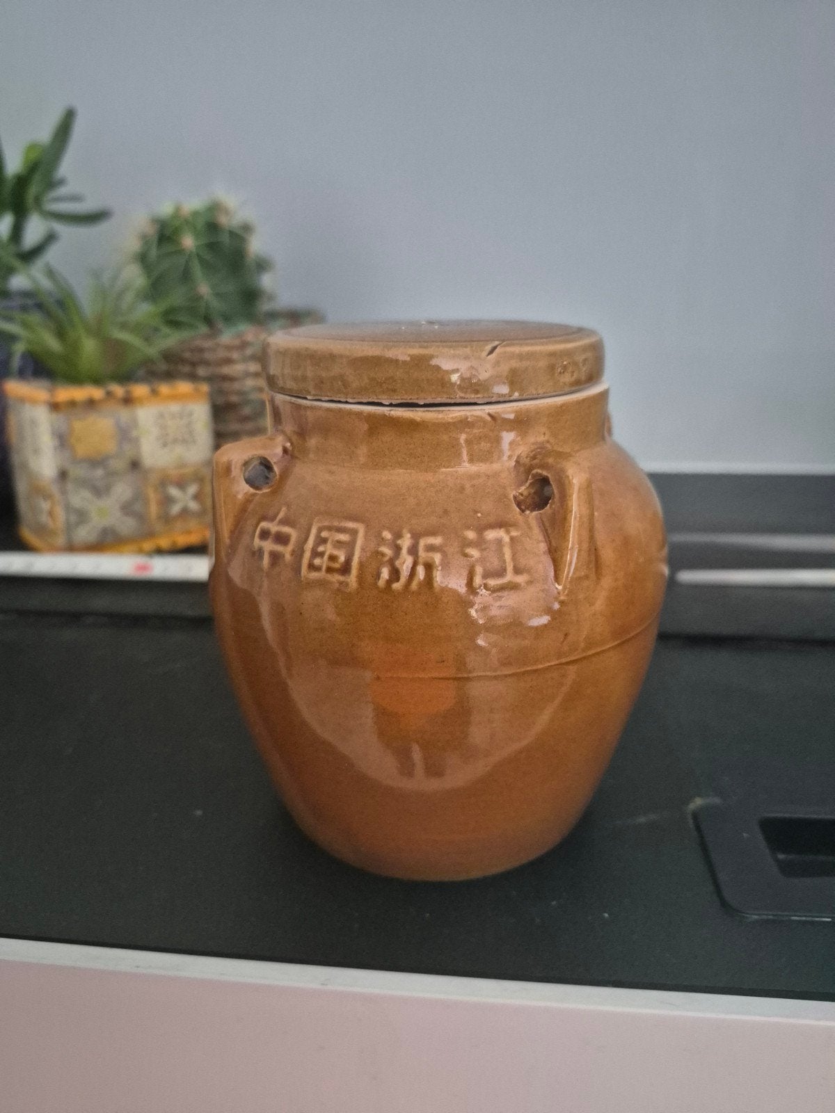Vintage Chinees Aardewerk Potje - Zhejiang China, Antiek en Kunst, Ophalen of Verzenden