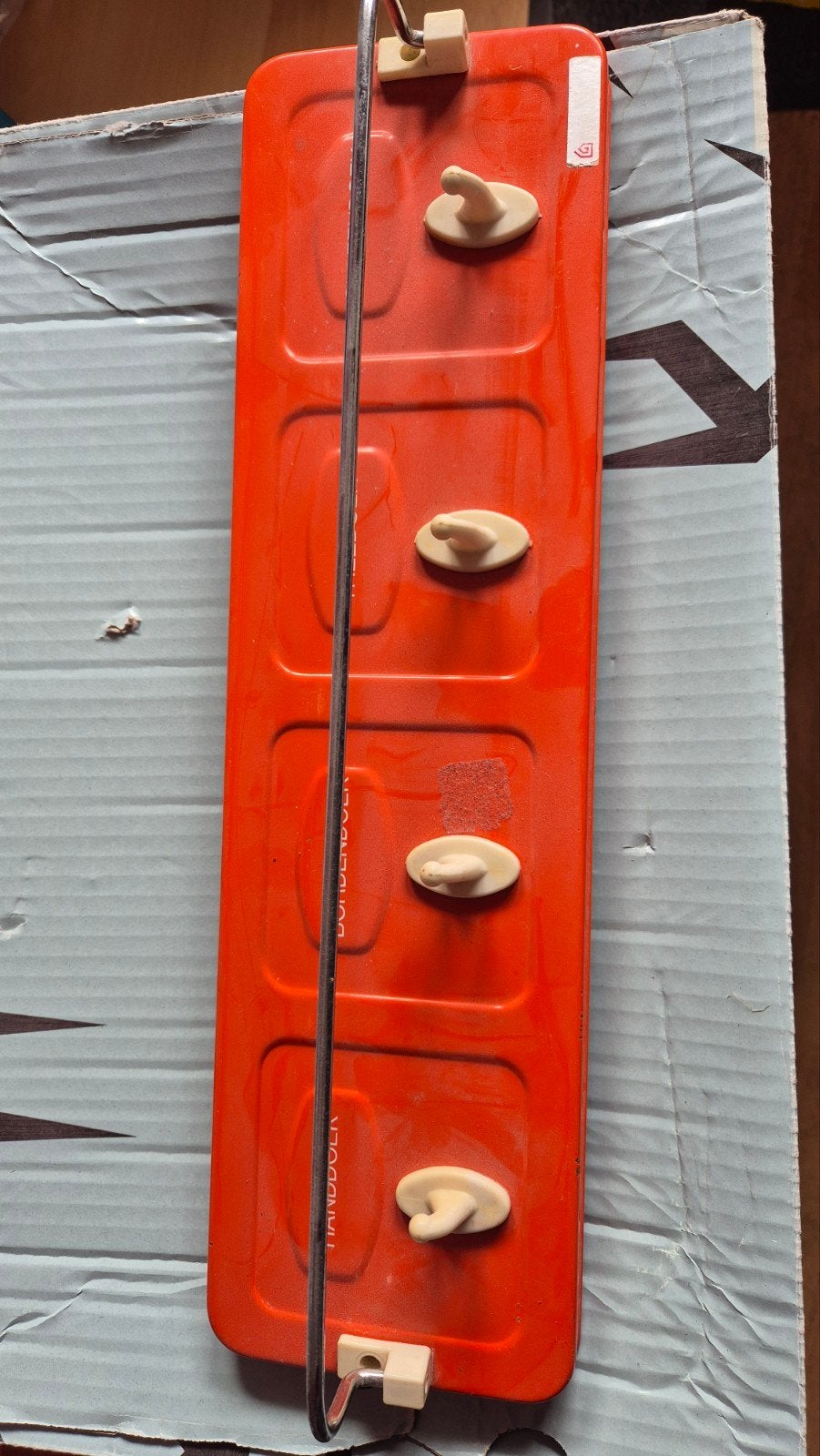 Vintage oranje brabantia keukendoekrek met 5 haken, Verzamelen, Retro, Ophalen of Verzenden