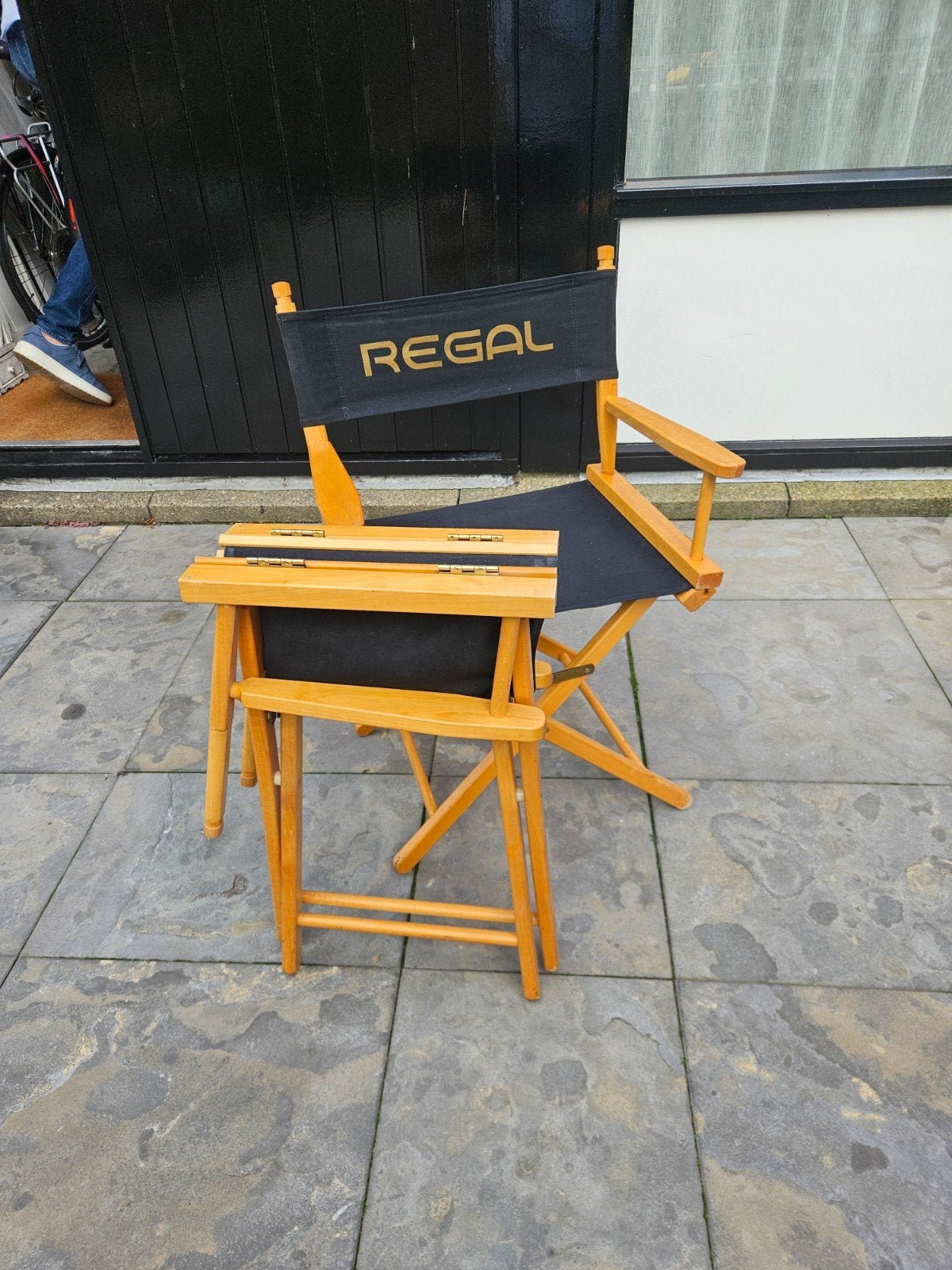 Set van 2 Regal regisseursstoelen - Hout en Zwart Stof, Hout, Gebruikt, Zwart, Ophalen of Verzenden