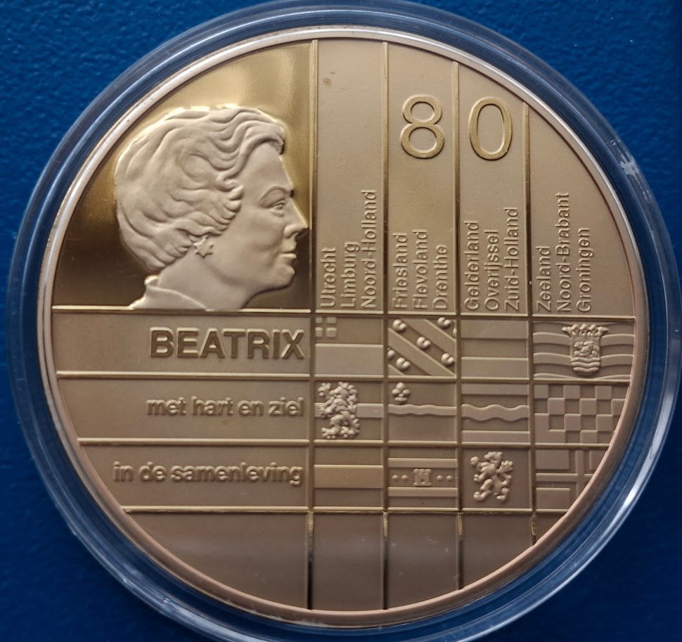 Penning Beatrix 80 Provincies van Nederland Verguld a - 2018, Verzenden, Overige materialen, Nederland
