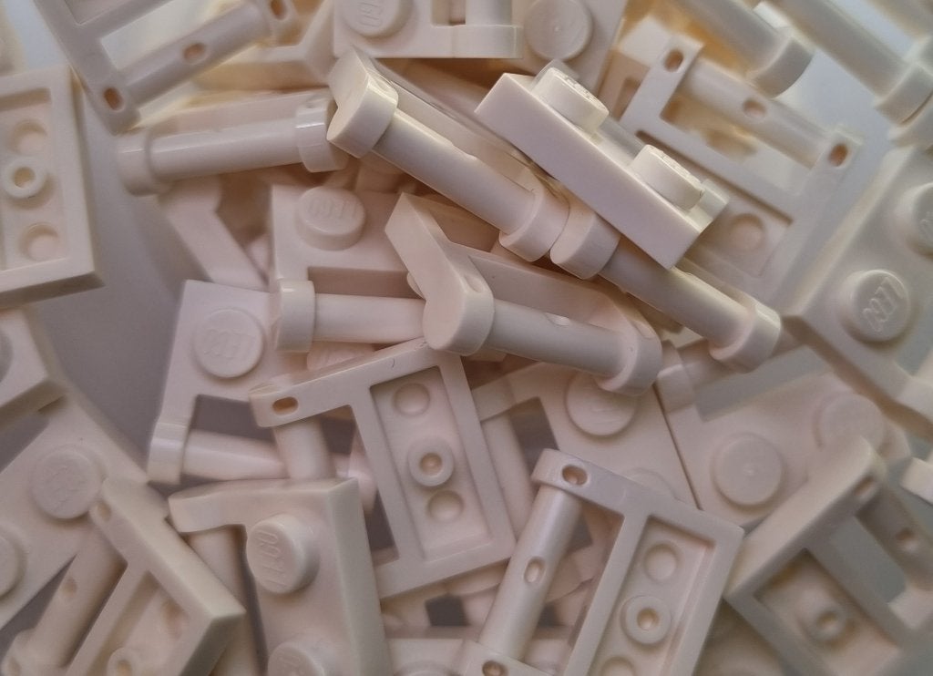 Lego 1x2 modified plate with bar handle, White (per 50), Ophalen of Verzenden, Nieuw, Losse stenen, Lego