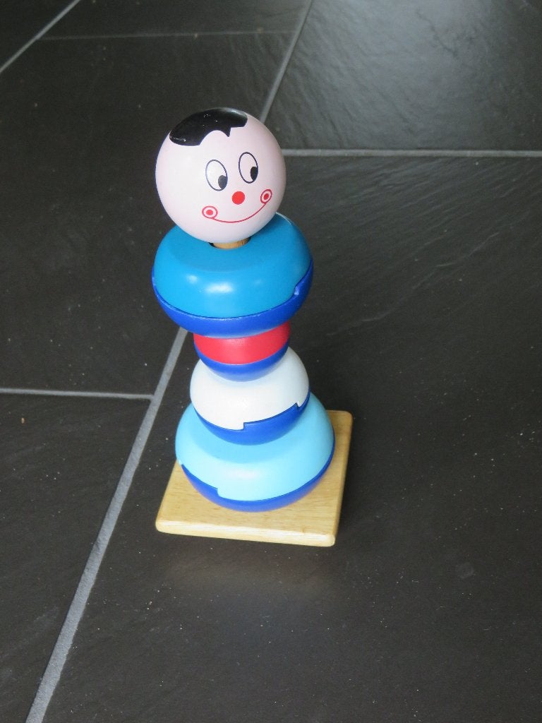 Houten stapeltoren met puzzelblokken, 10delig., Kinderen en Baby's, Ophalen of Verzenden, Zo goed als nieuw