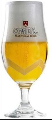 4 OMER BIERGLAZEN 33 cl, Ophalen of Verzenden, Zo goed als nieuw, Glas of Glazen, Overige merken