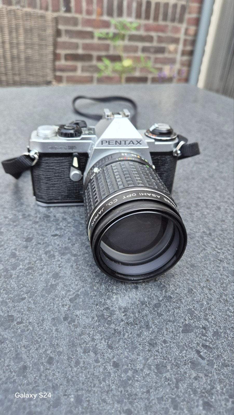 Pentax ME Super Spiegelreflexcamera met Takumar 135mm lens, Ophalen of Verzenden, Gebruikt, Spiegelreflex, Pentax