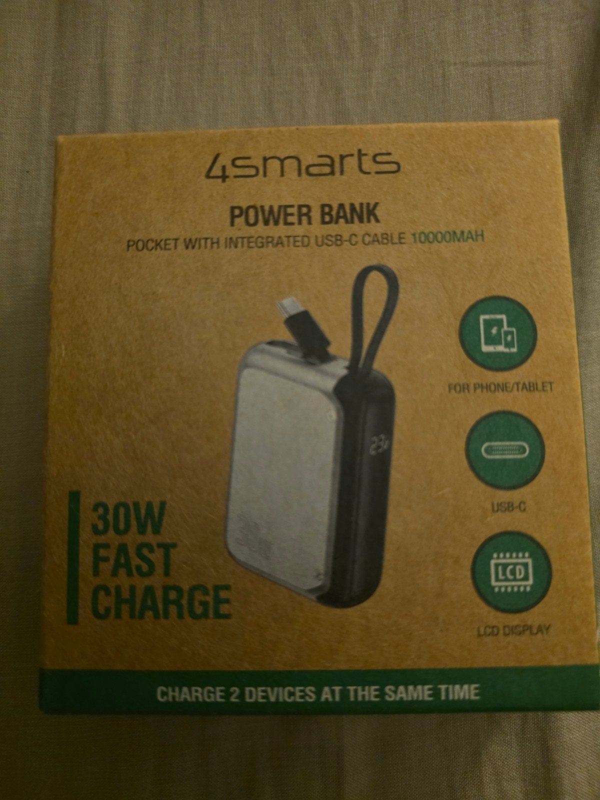 4smarts Powerbank 10000mAh met USB-C kabel - 30W Fast Charge, Ophalen of Verzenden, Nieuw, 4smarts