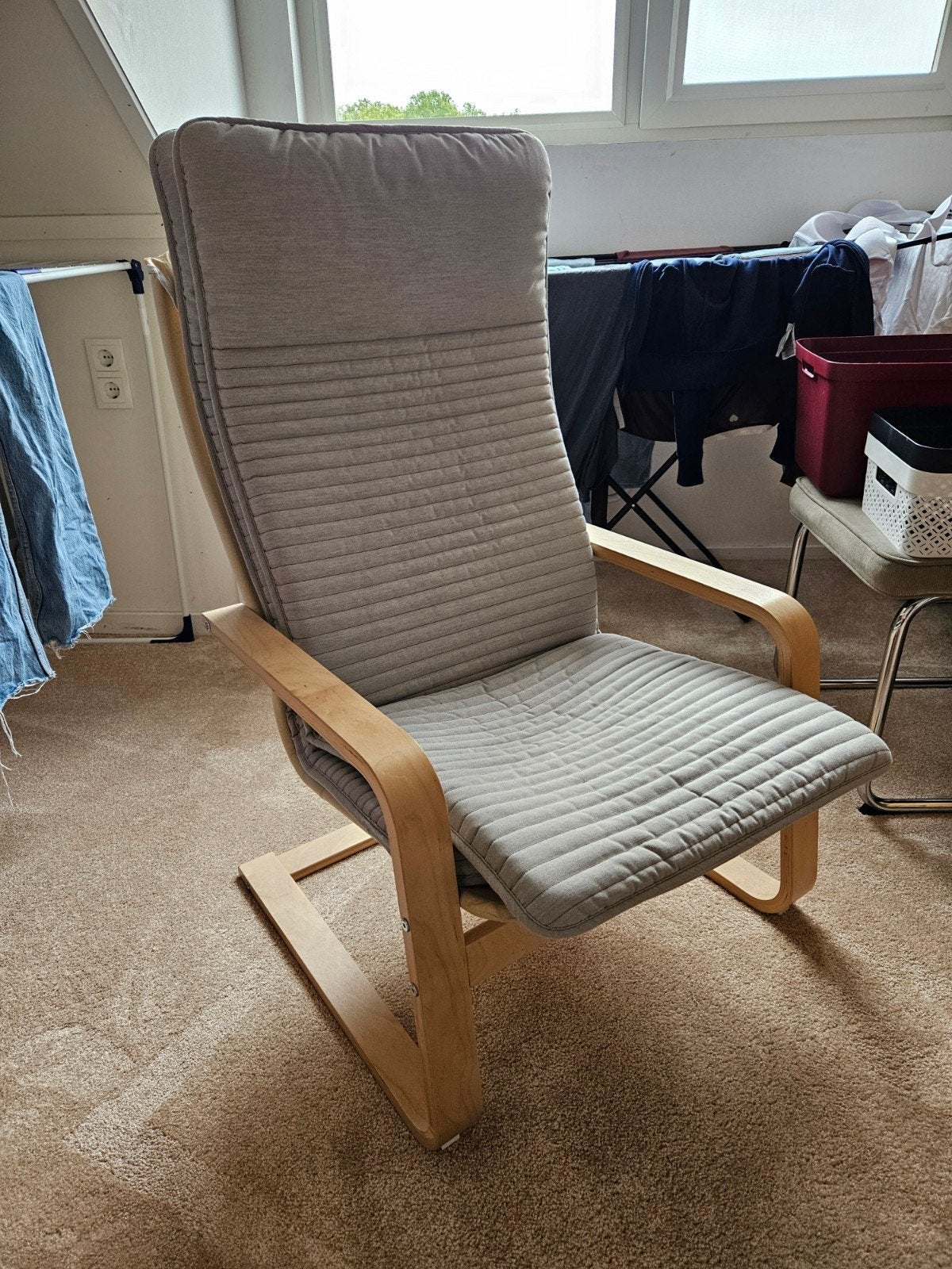 Nette Ikea Poang stoel incl. 2 kussens, Ophalen, Wit, Zo goed als nieuw, Eén