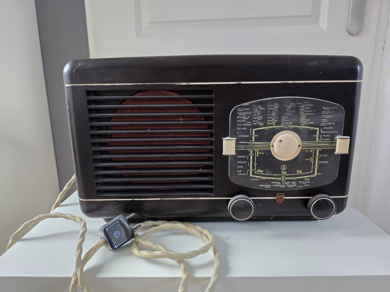 Vintage Philips bakelieten buizenradio - Niet werkend, Ophalen of Verzenden