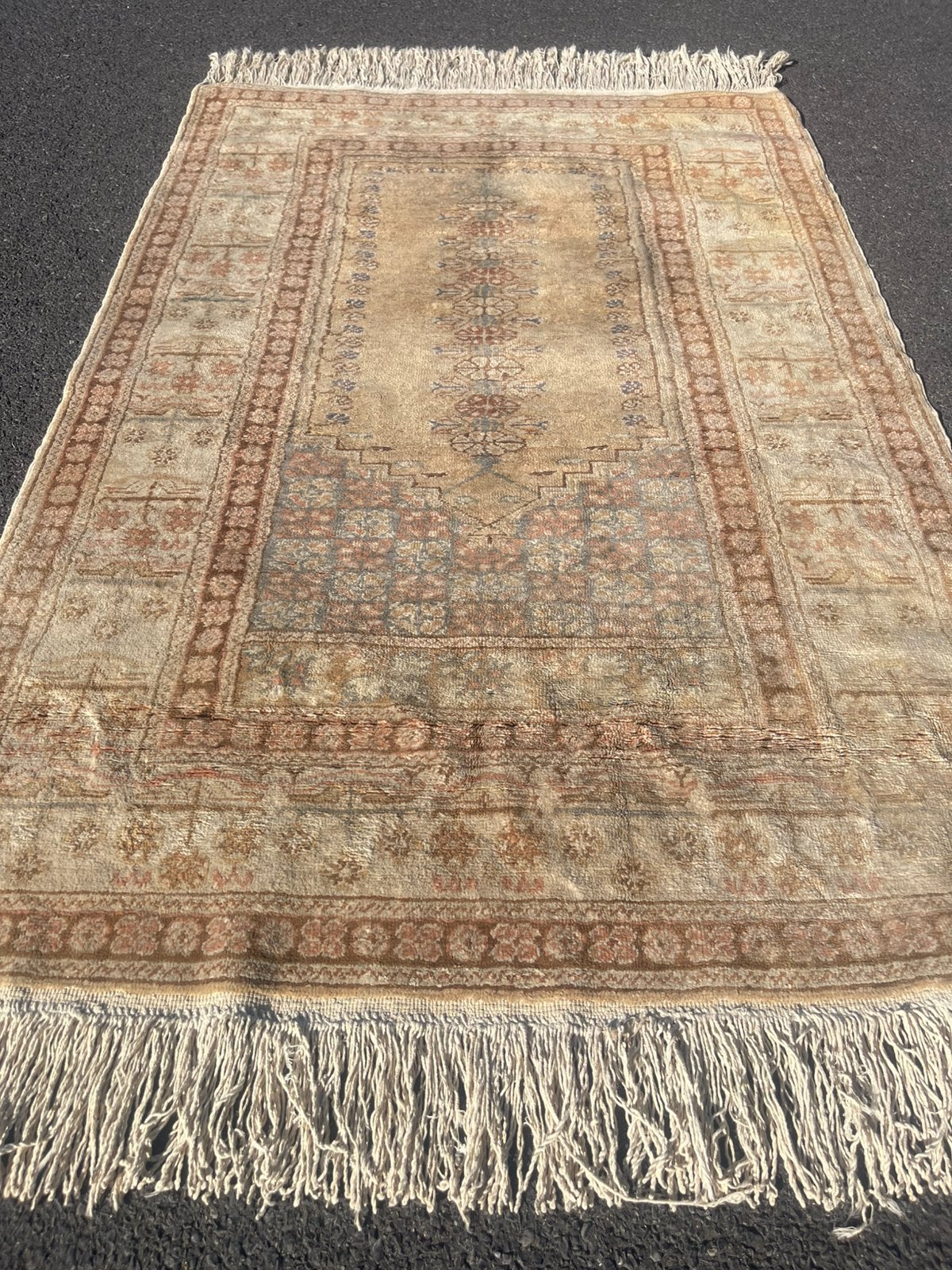 Handgeknoopt kelim 88cm x 160cm vintage tapijt loper orient, Crème, Gebruikt, Verzenden, 150 tot 200 cm