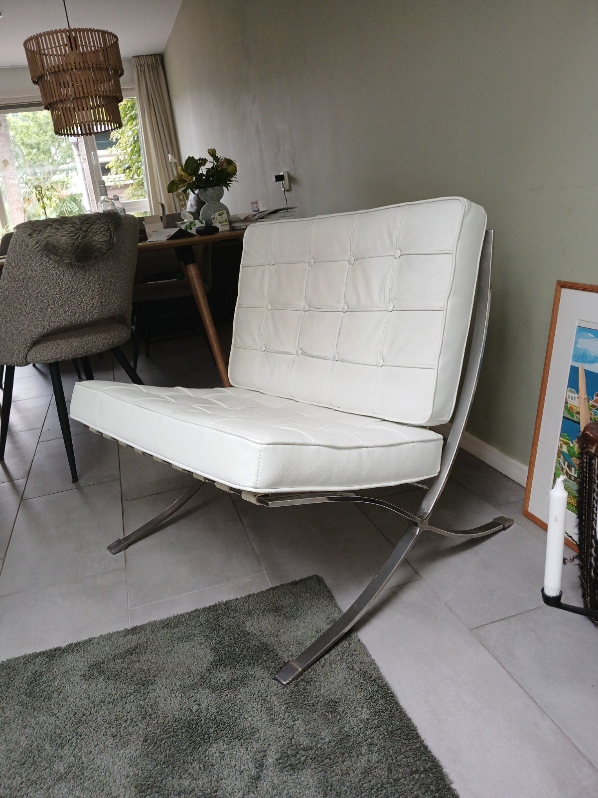 Barcelona design fauteuil, Ophalen of Verzenden, Eenpersoons, Wit, 80 cm