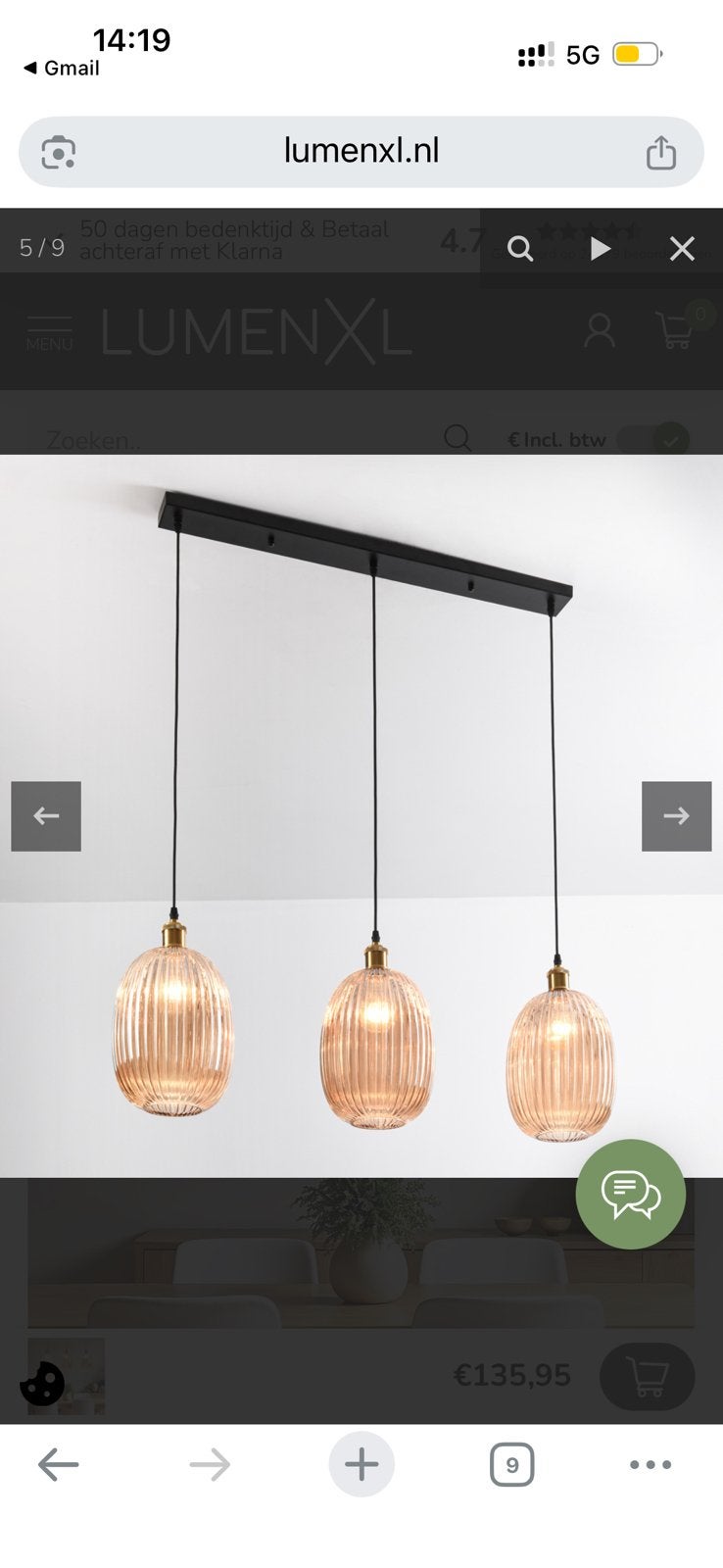 3-lichts hanglamp Erin - zo goed als nieuw, Huis en Inrichting, Lampen | Hanglampen, Ophalen, Zo goed als nieuw