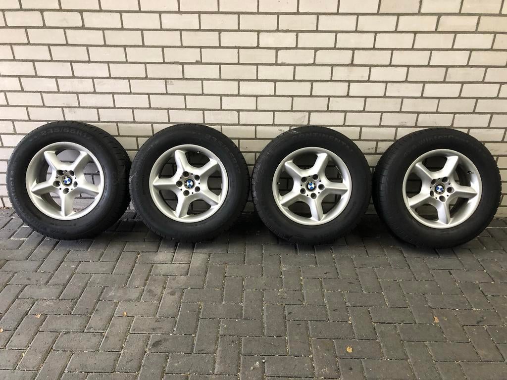Lichtmetalen velgen met banden BMW X5 2002, Ophalen, Gebruikt, Banden en Velgen, 17 inch