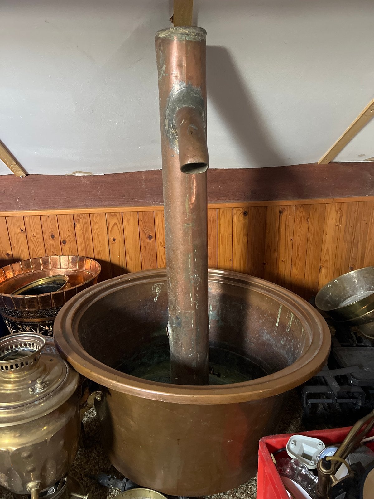 Grote Koperen Ketel met Destilleerbuis, Ophalen, Koper