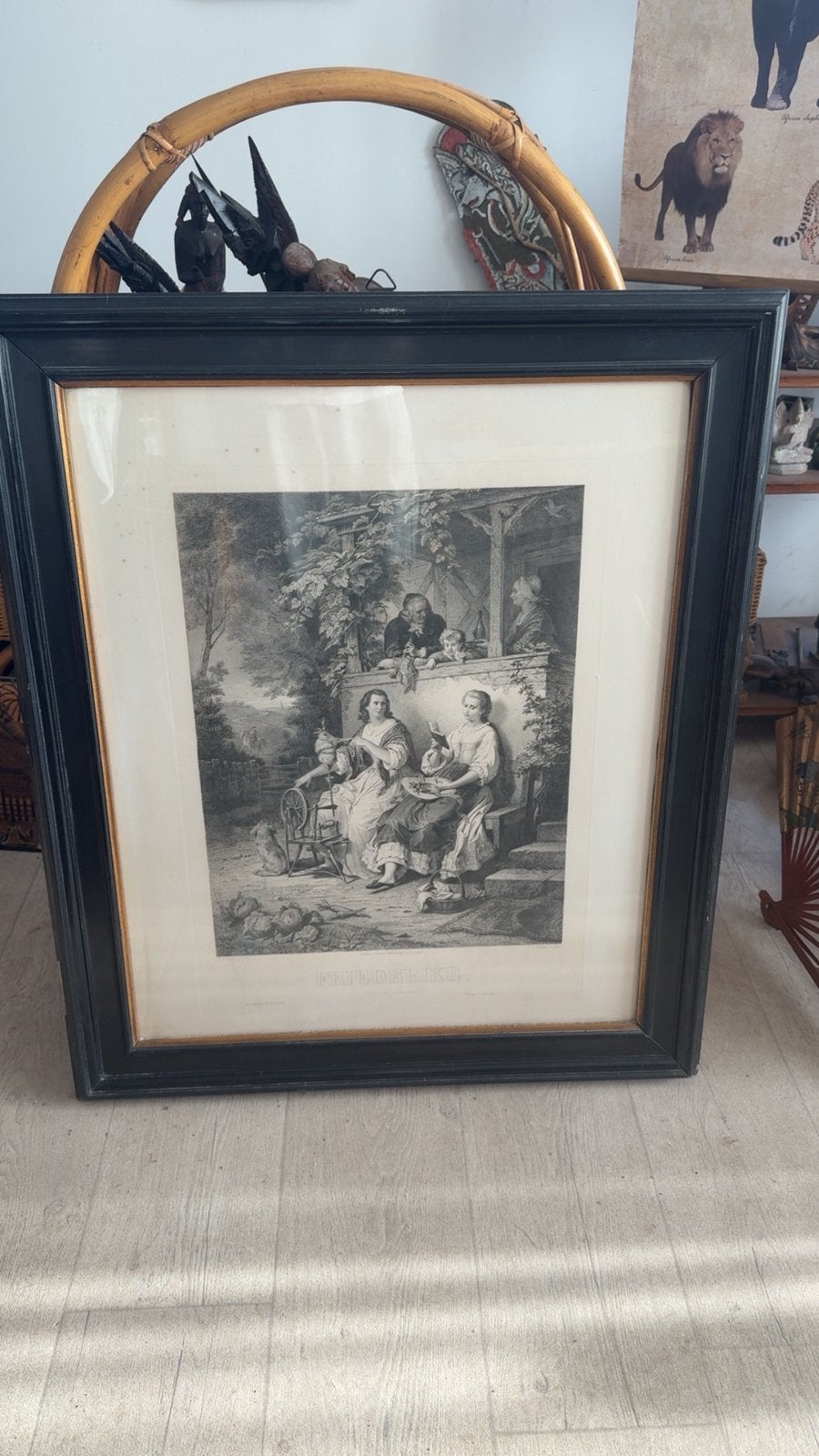 Antieke gravure Friederike Goethe Kaulbach Preisel 1871, Ophalen, 88 cm, 1800 - 1899, Portret