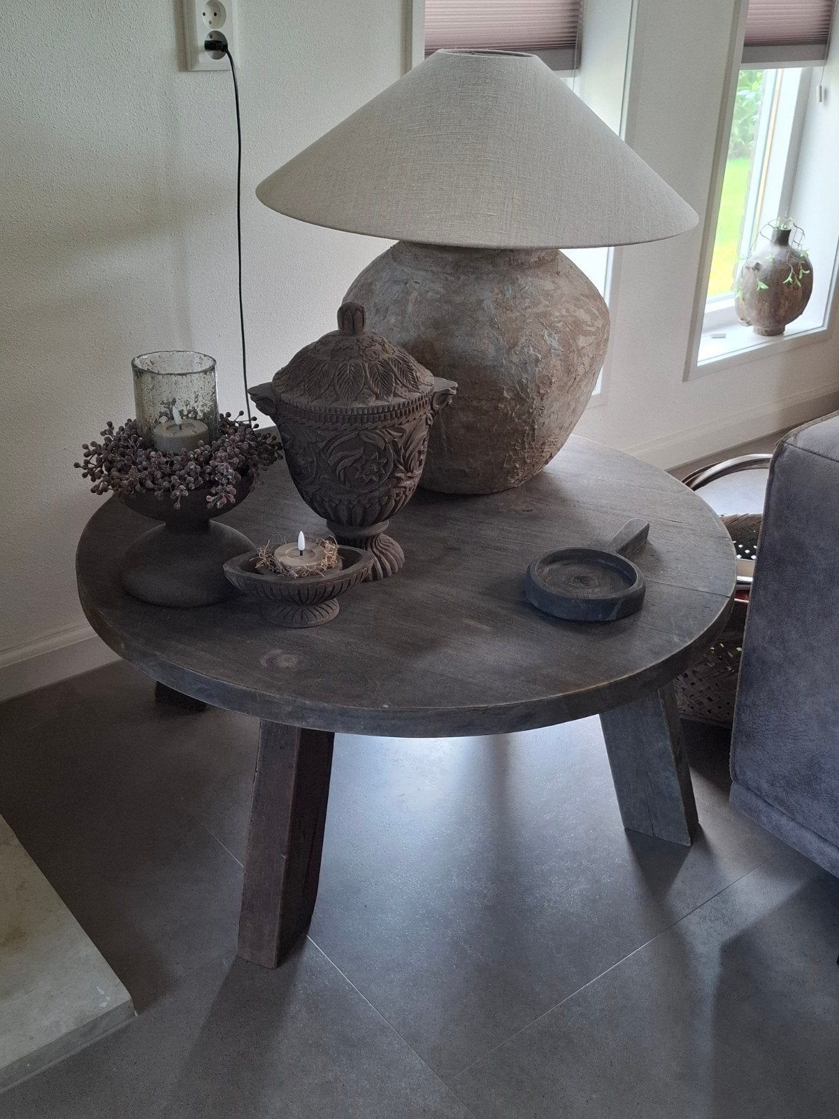 Tafel bijzettafel Luksa sober landelijk, Ophalen, Zo goed als nieuw, Rond, Minder dan 55 cm