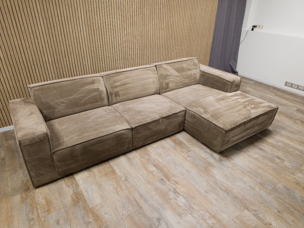 Z.G.A.N Taupe Bruin RIBSTOF Hoekbank, Huis en Inrichting, Info@banxtel.nl, 3194DC, Hoekbank, Ophalen of Verzenden