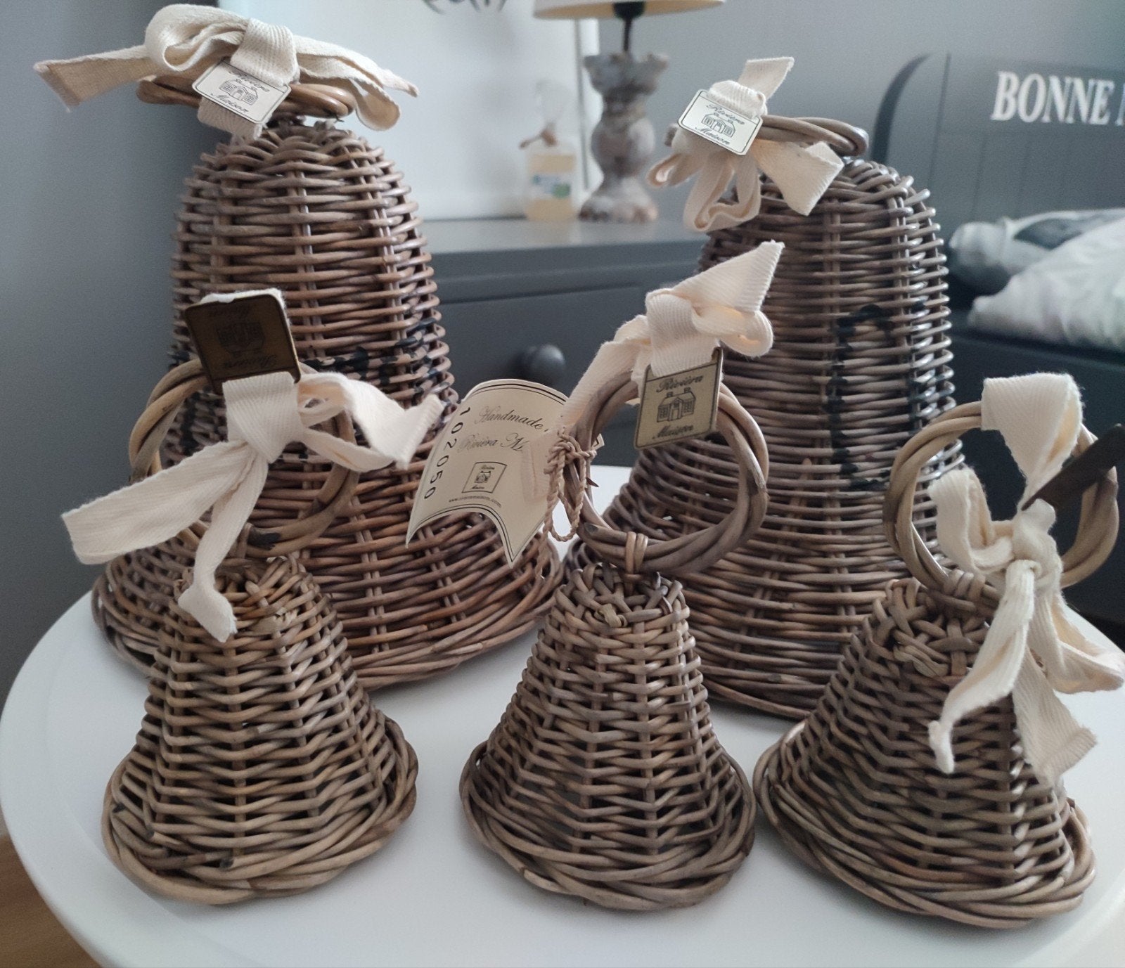 Rivièra Maison Kerstklokken - Set van 5, Ophalen of Verzenden, Natuurlijk materiaal, Bruin, Landelijk