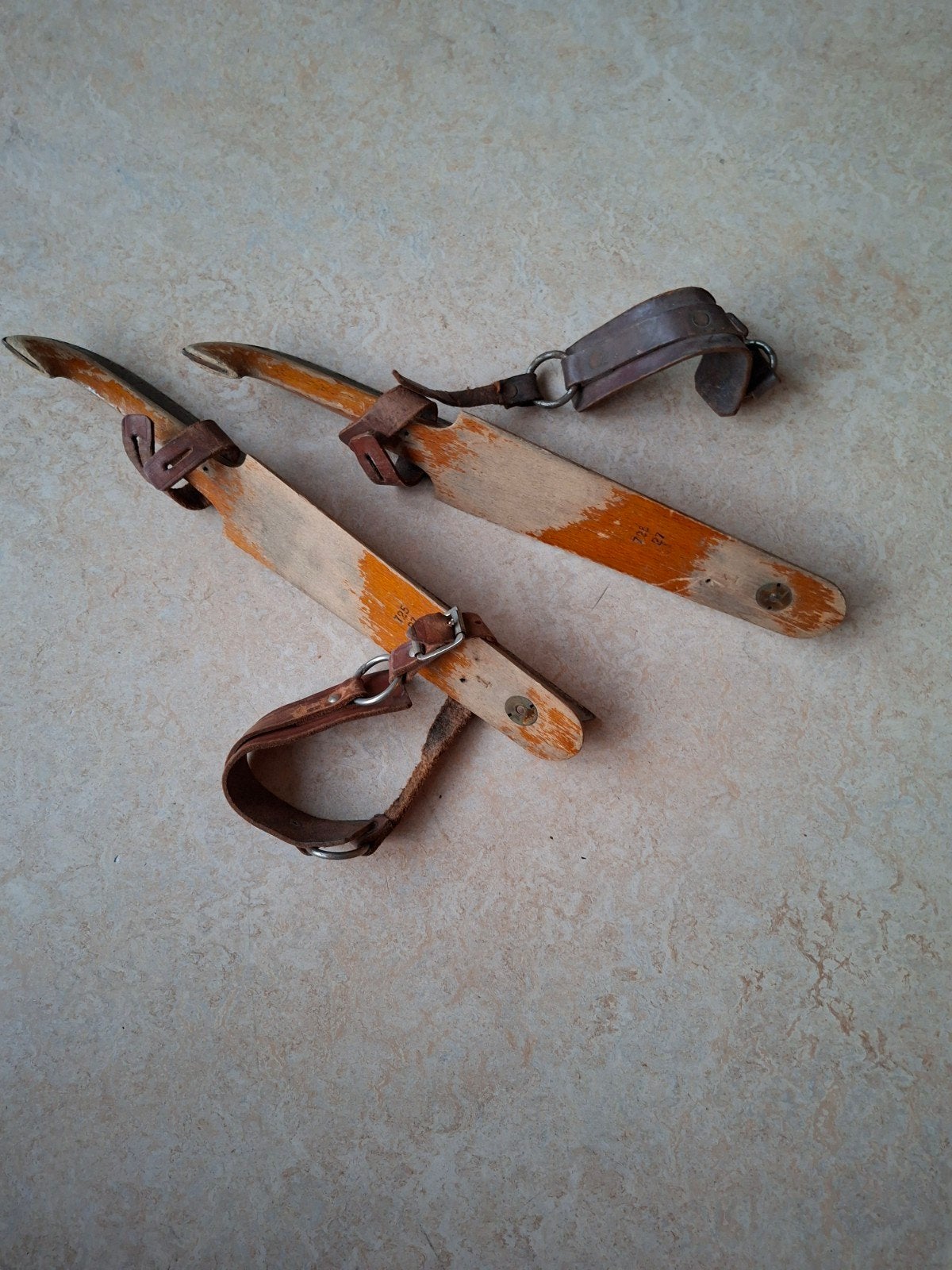 Vintage houten schaatsen met leren banden, Antiek en Kunst, Ophalen of Verzenden
