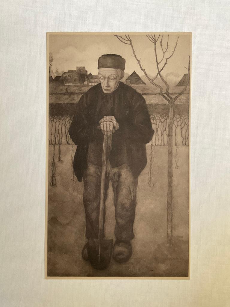 Jan mankes, douwe met spa, Antiek en Kunst, Kunst | Etsen en Gravures, Ophalen of Verzenden