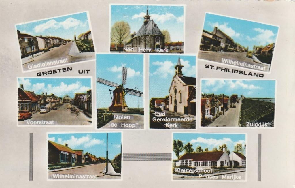 ST. PHILIPSLAND Gladiolenstraat Molen Kerk Dijk School kl.f., Verzenden, 1960 tot 1980, Ongelopen, Zeeland