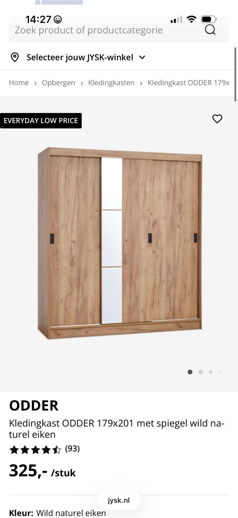 Zo goed als nieuwe kledingkast ODDE 179x201, wild naturel ei, Ophalen, 200 cm of meer, 150 tot 200 cm, Zo goed als nieuw