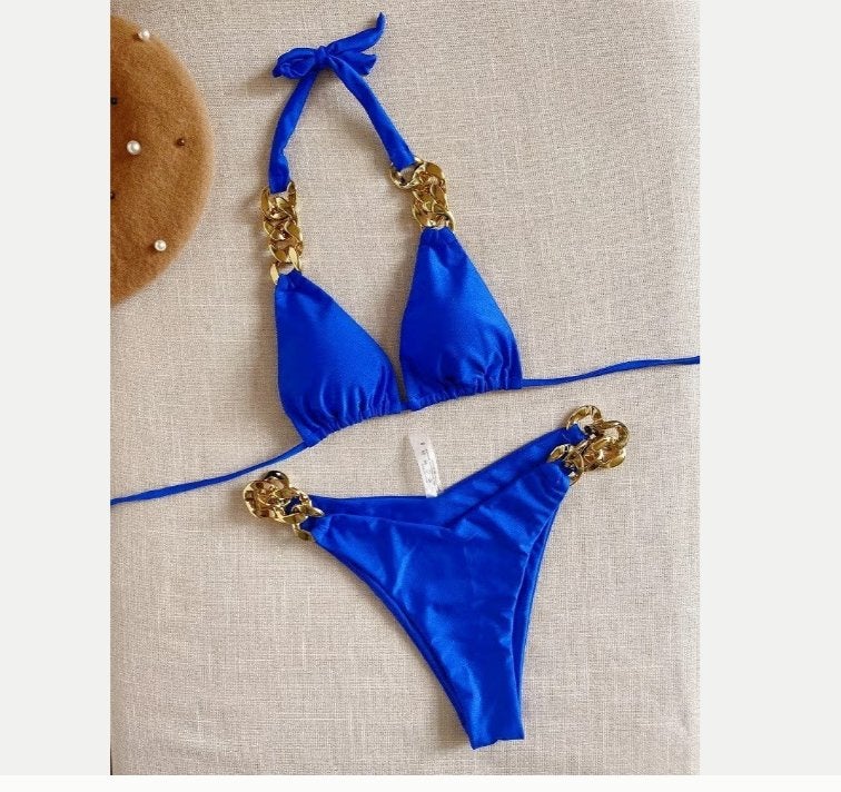 Luxe halter bikini set met driehoeksbroekje 2 delig, Ophalen of Verzenden, Nieuw, Bikini