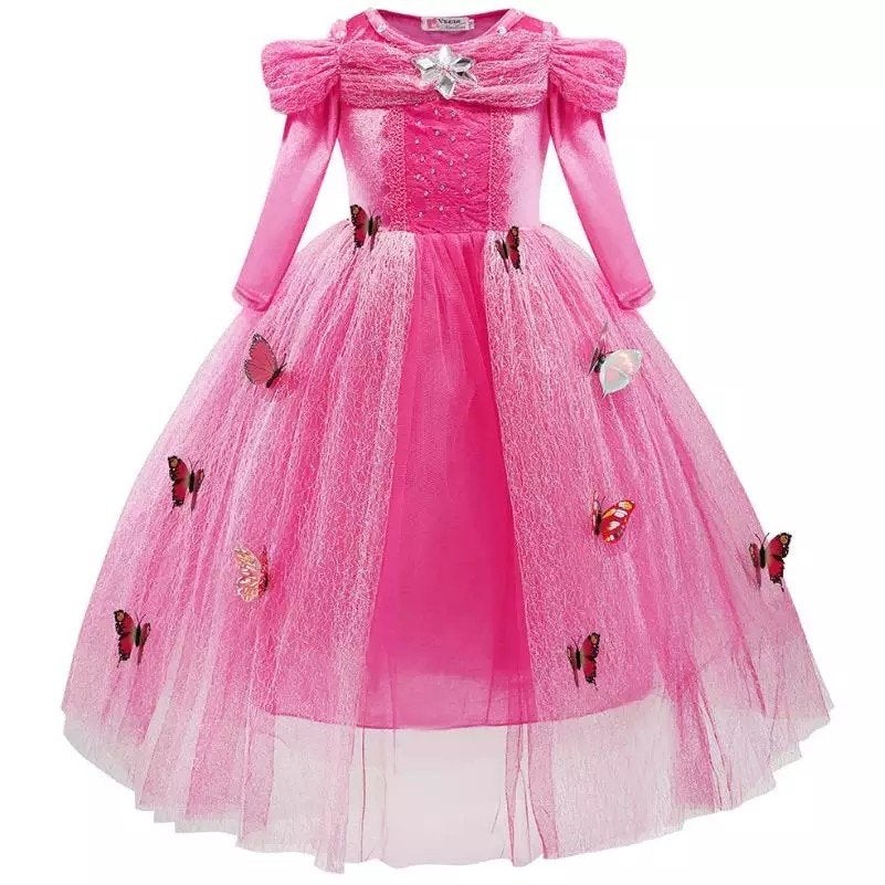 Prinsessenjurk Roze met Vlinders - Feestjurk Meisje maat 110, Ophalen of Verzenden, Nieuw, Onbekend, Meisje