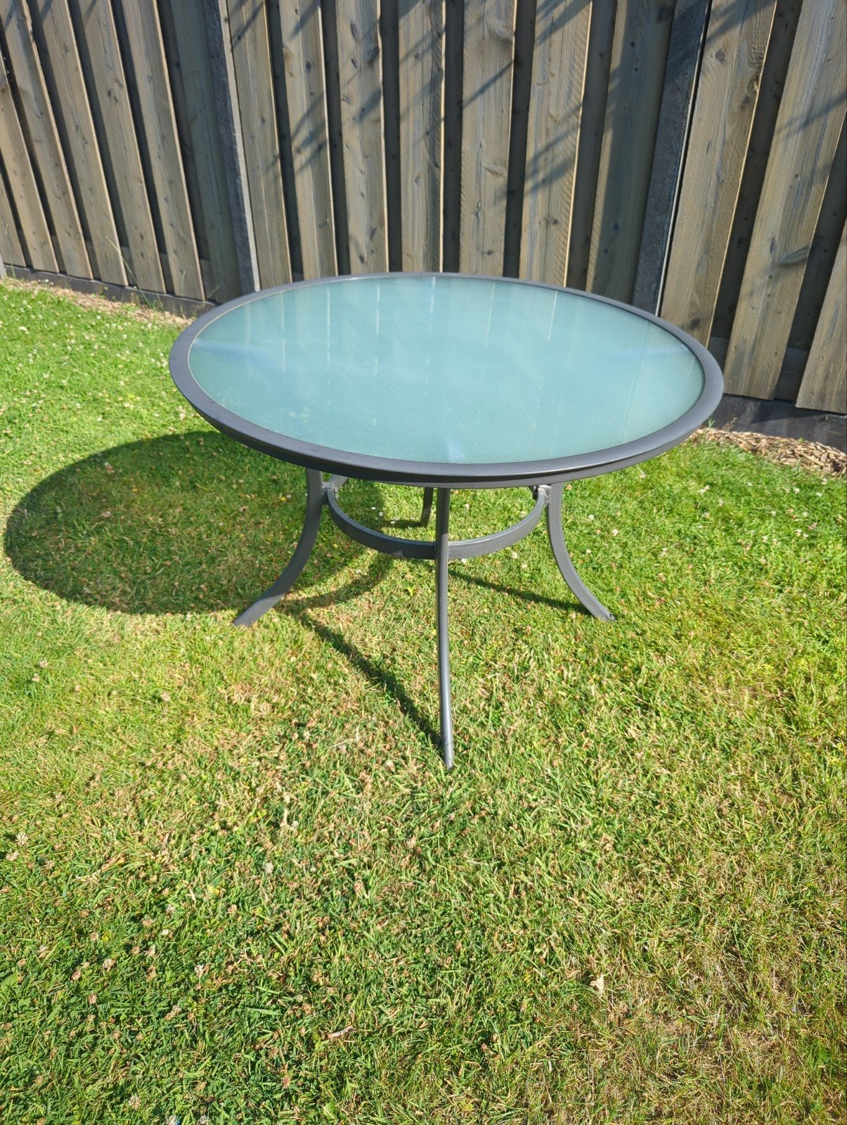 Ronde tuintafel met glazen blad - Ø 100 cm, Tuin en Terras, Tuintafels, Ophalen, Gebruikt, Rond, Rvs