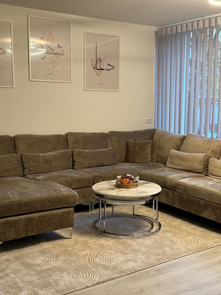 Luxe Grote Hoekbank + Poef & Ottoman | Direct Op Te Halen, Ophalen, Zo goed als nieuw, Vierpersoons of meer, Stof