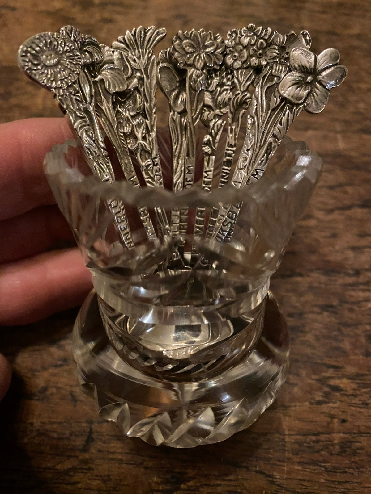 Set van 12 echt zilveren kleine bloemenlepeltjes, espresso, Antiek en Kunst, Antiek | Goud en Zilver, Ophalen of Verzenden, Zilver
