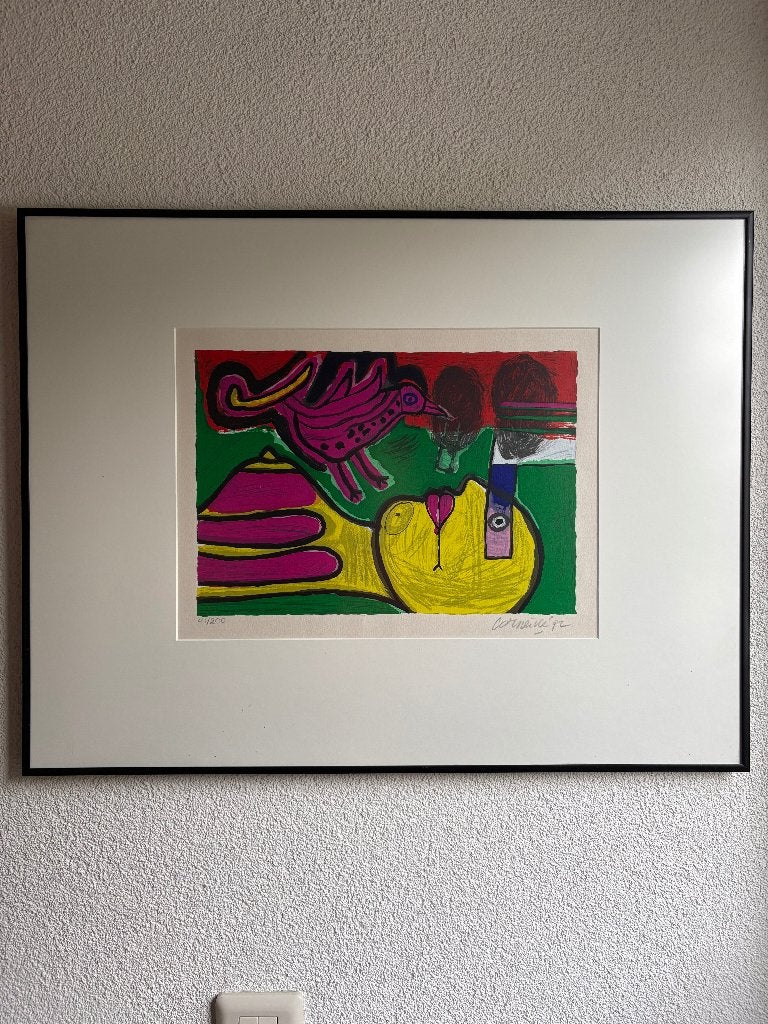 Zeefdruk Corneille, Antiek en Kunst, Zeefdruk, Overige onderwerpen, Ophalen of Verzenden, Met glas