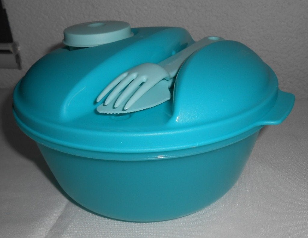 Tupperware fris op weg saladebak 1,5L Blauw NIEUW, Blauw, Nieuw, Ophalen of Verzenden, Met deksel