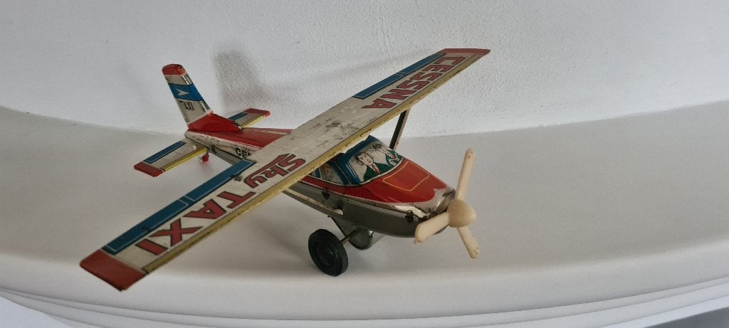 Blikken Speelgoed Japans vliegtuig Takatoku Cessna  l. 22 cm, Ophalen of Verzenden
