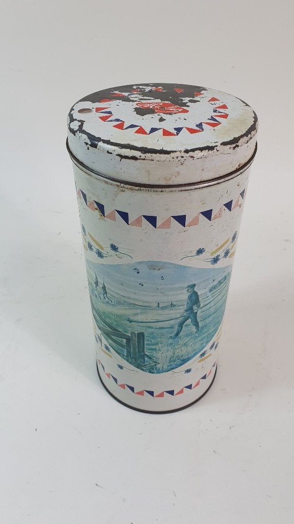 Brocante blik Van der Meulen's Beschuit, Hallum. 5A8, Verzamelen, Ophalen of Verzenden, Gebruikt, Koek(jes)