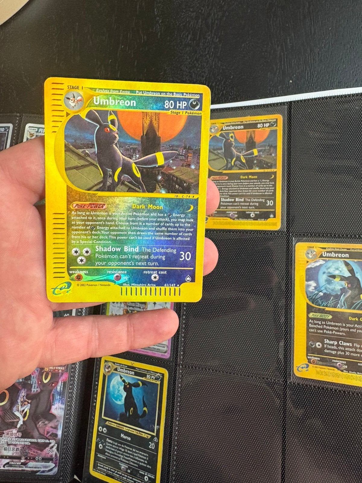 Umbreon aquapolis reverse holo, Ophalen of Verzenden, Zo goed als nieuw, Meerdere kaarten, Foil
