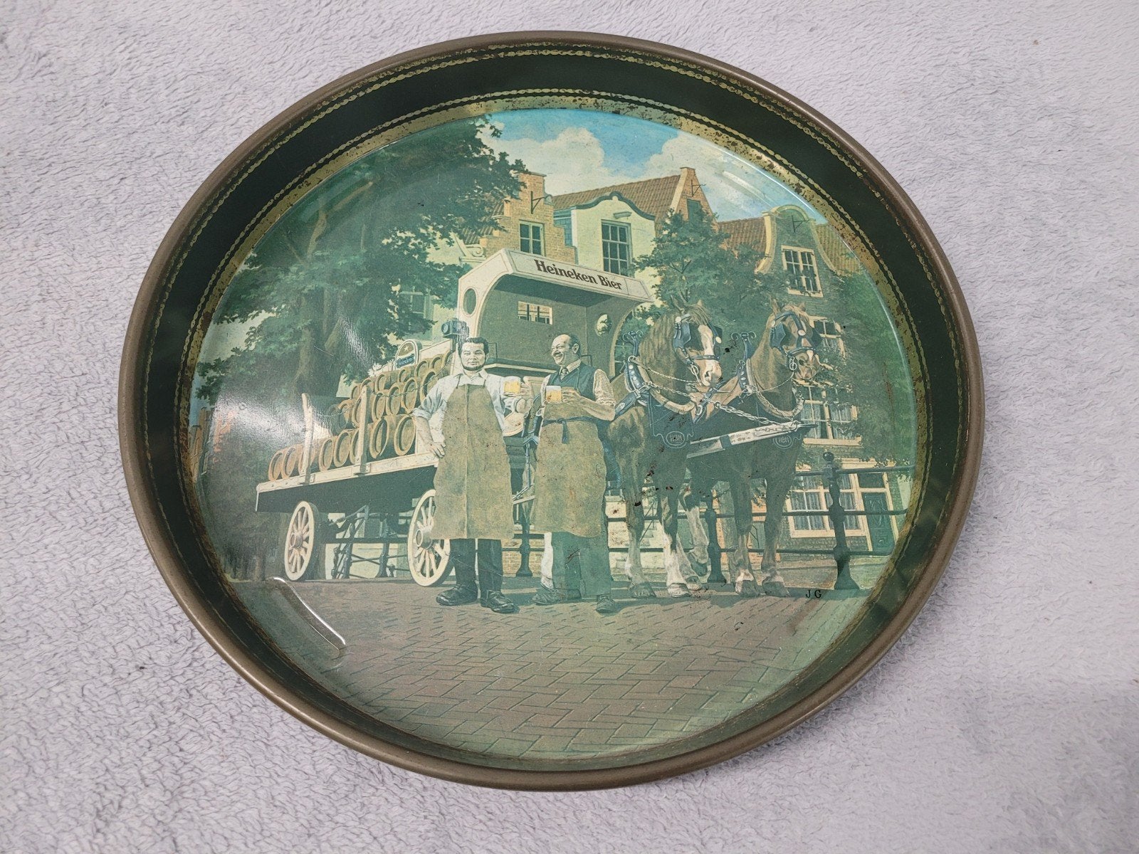 Vintage Heineken bier dienblad paard en wagen, Gebruikt, ., Overige typen, Ophalen of Verzenden