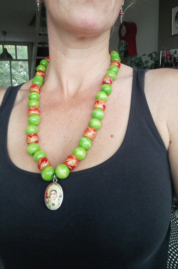 Nieuwe zelfgemaakte ketting met hindoeïstische hanger, Overige kleuren, Nieuw, Ophalen of Verzenden, Overige materialen