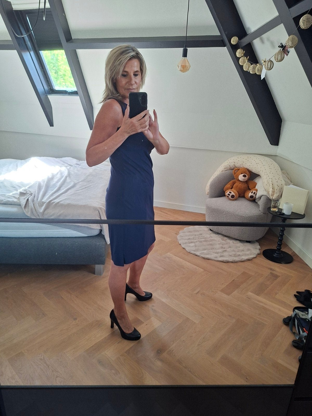 LaDress mouwloos jurkje maat L in travelstof, Kleding | Dames, Jurken, Ophalen of Verzenden, Zo goed als nieuw, Maat 38/40 (M)