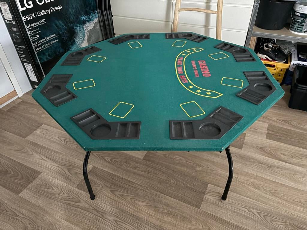 Pokertafel 8 personen compleet met poten, Vijf spelers of meer, Ophalen, Gebruikt