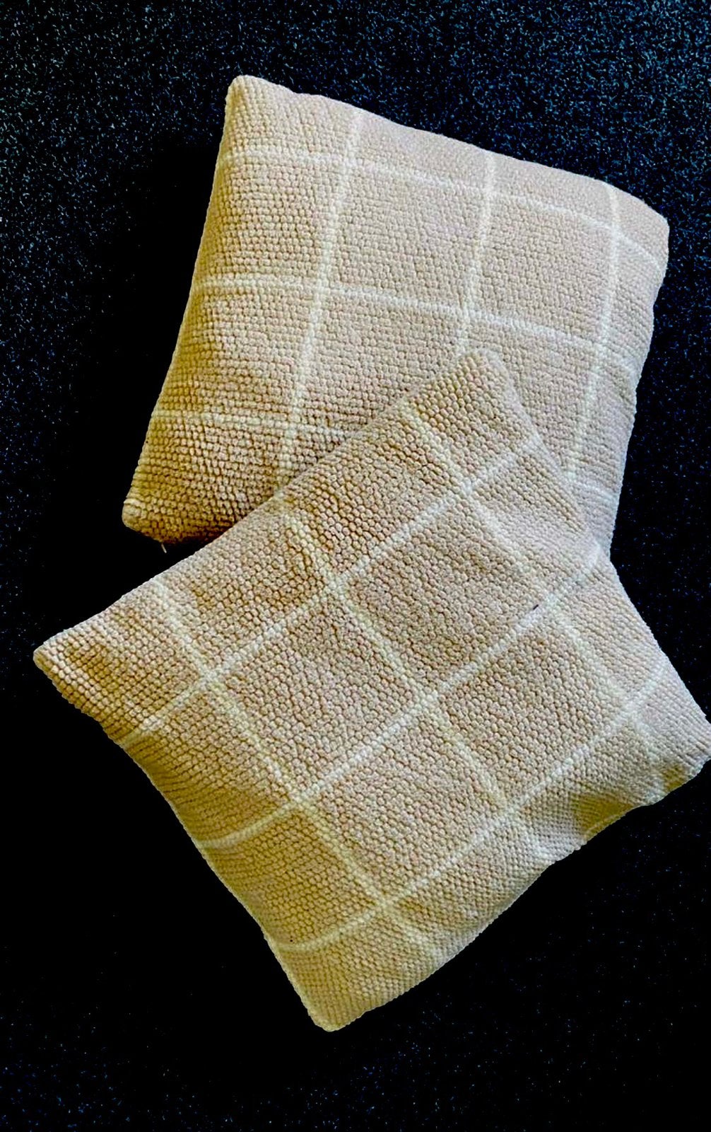 Geruite HEMA kussen 50x50 cm - Beige met ruitpatroon, Ophalen of Verzenden, Zo goed als nieuw, Beige, Vierkant
